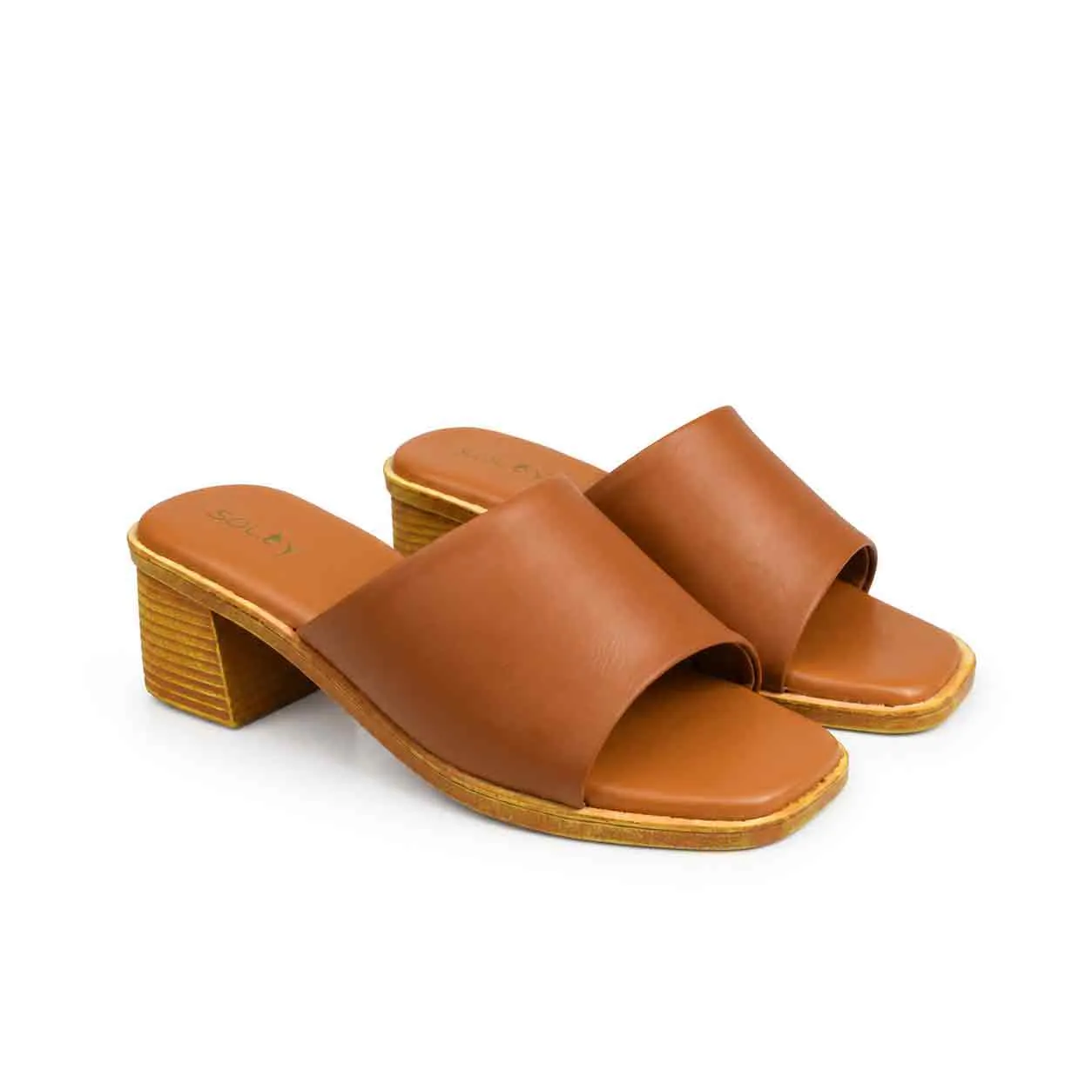 Sandale a demi talon pour femme 500-25 marron miniature